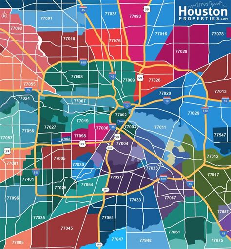 houston tx zip code map.
